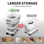 nxizoli 25 Lbs Dog Food Storage Container, Collapsible Dog Food Container with Scoop for Pet/Dog/Cat/Bird Food,Keep Dry Food Fresh,Easy to Move (White)