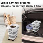 nxizoli 25 Lbs Dog Food Storage Container, Collapsible Dog Food Container with Scoop for Pet/Dog/Cat/Bird Food,Keep Dry Food Fresh,Easy to Move (White)