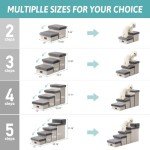 COZY KISS Dog Stair for Small Dogs with Storage, 13.6" H Foldable Pet Step with Soft Leakproof Cover, Older Cat Ramp for Chair Couch Sofa, Lightweight, Comfort, 24.8x13x13.6 inch, 3 Tiers, Grey