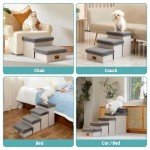COZY KISS Dog Stair for Small Dogs with Storage, 13.6" H Foldable Pet Step with Soft Leakproof Cover, Older Cat Ramp for Chair Couch Sofa, Lightweight, Comfort, 24.8x13x13.6 inch, 3 Tiers, Grey