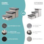 COZY KISS Dog Stair for Small Dogs with Storage, 13.6" H Foldable Pet Step with Soft Leakproof Cover, Older Cat Ramp for Chair Couch Sofa, Lightweight, Comfort, 24.8x13x13.6 inch, 3 Tiers, Grey