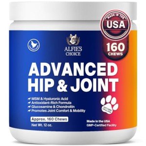 ALFIE'S CHOICE Hip and Joint Chews for Dogs - Advanced Hemp & Glucosamine for Dogs, Hip Joint Supplement for Dogs, Chicken Flavor Dog Joint Supplement Large Breed & Small Breed - 12 oz, Appx 160 Ct