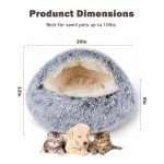 BELEEWILWON Cat Bed Calming Cat Beds,Indoor Washable Cat Bed，Anti-Slip Faux Fur Fluffy Cuddler Anxiety Cat Bed,Warming Cuddler Cushion Bed for Small Medium Dogs and Cats (Grey, 20 * 20inch)