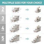 COZY KISS Pet Stair for Small Dogs with Storage, 10" H Foldable Dog Ramp with Soft Leakproof Cover, Older Cat Steps for Chair Couch Sofa, Lightweight, Comfort, 19.7x13x9.6 inch, Leopard, 2 Tiers