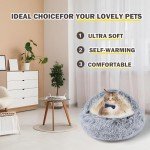 BELEEWILWON Cat Bed Calming Cat Beds,Indoor Washable Cat Bed，Anti-Slip Faux Fur Fluffy Cuddler Anxiety Cat Bed,Warming Cuddler Cushion Bed for Small Medium Dogs and Cats (Grey, 20 * 20inch)