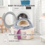 BELEEWILWON Cat Bed Calming Cat Beds,Indoor Washable Cat Bed，Anti-Slip Faux Fur Fluffy Cuddler Anxiety Cat Bed,Warming Cuddler Cushion Bed for Small Medium Dogs and Cats (Grey, 20 * 20inch)