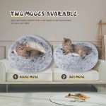 BELEEWILWON Cat Bed Calming Cat Beds,Indoor Washable Cat Bed，Anti-Slip Faux Fur Fluffy Cuddler Anxiety Cat Bed,Warming Cuddler Cushion Bed for Small Medium Dogs and Cats (Grey, 20 * 20inch)