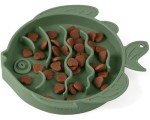 Coomazy 2-in-1 Silicone Slow Feeder Dog Cat Bowls, Lick Mat Interactive Puzzle Toy for Pets Dry/Wet Food Training, Keeps Dogs Cats Busy, Prevents Puppy Kitty Overeating (Avocado, 1.2 Cup)