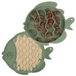 Coomazy 2-in-1 Silicone Slow Feeder Dog Cat Bowls, Lick Mat Interactive Puzzle Toy for Pets Dry/Wet Food Training, Keeps Dogs Cats Busy, Prevents Puppy Kitty Overeating (Avocado, 1.2 Cup)