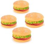 Galepromot 4 Pcs Bite-Resistant Dog Toys Squeaky Chewing Toys Tooth Cleaning Dog Supplies, Golden Retriever Teddy Pets, etc, Dog Training, Sofa Damage Prevention, Hamburger Pet Toys Dog Squeak Toys