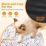 Nobleza Self Warming Cat Bed, Super Soft Thermal Dog Crate Bed Mat for Sleeping, Washable Anti-Slip Self Heating Pet Kennel Pad for Small Medium Cats Dogs Indoor Outdoor (White&Grey, S)