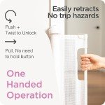 Retractable Baby Gate Perma Child Safety 33" Tall x 55” Wide, Mesh, for Stairs, Doorways, Dogs, Pets, Indoor, Outdoor, One-Handed Operation, Locking, Easy Install, Hardware Mount, White