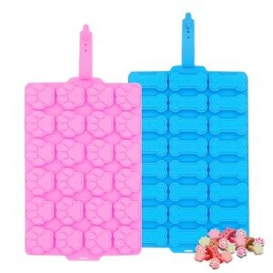 2 Pcs Big Silicone Molds Puppy Dog Paw and Bone for Chocolate, Fondant, Candy, Biscuits, Cookie, Jelly And Dog Training Commands Concept