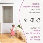 Retractable Baby Gate Perma Child Safety 33" Tall x 55” Wide, Mesh, for Stairs, Doorways, Dogs, Pets, Indoor, Outdoor, One-Handed Operation, Locking, Easy Install, Hardware Mount, White
