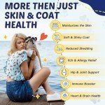 Omega 3 for Dogs with Salmon Oil, Fish Oil for Dogs Skin and Coat Supplement, Dog Allergy Relief, Hot Spot Treatment, Anti Shedding, Hip & Joint Support with EPA & DHA, Biotin, Vitamin E - 40 Servings