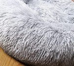 Adbsnxgz Cat Beds for Indoor Cats, Calming Soft Plush Donut Cuddler Cushion, 15 inches Dog Bed Machine Washable, Fluffy Round Pet Bed Non-Slip for 3Kg Pet, Light Grey ﻿