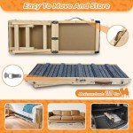 ROBLOCK Folding Pet Dog Ramp for Bed, Non Slip Portable Ramp for Small Dogs, 39.37 Long Wooden Pet Ramp Adjustable from 8.6" to 16.52", Suitable for Couch, Sofa, Car