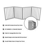 PETMAKER Freestanding Pet Gate - Wooden Folding Fence for Doorways, Halls, Stairs & Home - Step Over Divider - Great for Dogs & Puppies,Gray