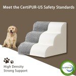 3 Steps Dog Stairs for Small Dogs, 15.7 inch High Pet Stairs, 30D Foam Dog Dtairs & Steps, Curved Steps and Small Step Angle Protect Your Pet's Joints, Dog Ramp for Bed，with Non-Slip Bottom, Grey