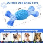 Rensh Tough Dog Toys for Aggressive Chewers, Indestructible Dog Chew Toys for Medium Large Breed, Sturdy Aggressive Chew Dog Toys to Keep Them Busy, Dog Chew Bones Toy for Long Lasting (Blue)