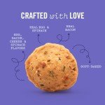 Three Dog Bakery Quiche Bites - Natural Dog Treats, Low Fat Puppy Treats, Dog Training Treats with Real Eggs, Bacon, Cheese & Spinach, Dog Treat Cookies, Dog Biscuits