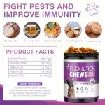Flea and Tick Prevention Chewable for Dogs Fleas Ticks Treatment Dog Oral Chewables Support Supplement Breeds and Ages Dogs 200 Treatment Chews Natural Soft Chew