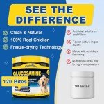 Glucosamine for Dogs - Joint Supplement for Dogs - Chondroitin, MSM, Omega-3, Hemp, Dog Joint Pain Relief, Support Mobility, Discomfort, Hip and Joint Supplement Dogs for All Breed, 120 Crunchy Bites