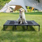 PETNOVO Elevated Dog Bed, Orignal Cooling Washable Dog Cot Bed XL, Portable Raised Dog Bed with Mesh for Outdoor and Indoor 49"x37"x9" Grey