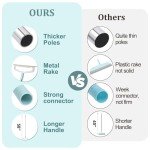 oaknovila Large Metal Carpet Rake Pet Hair Removal Tool – 58” Handle Thicker Poles 12” Wide Dog Cat Hair Remover– 4 Length Adjustable Pro Pet Hair Removal Broom, Stairs Rug Carpet Brush