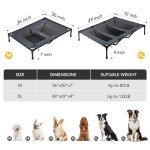 PETNOVO Elevated Dog Bed, Orignal Cooling Washable Dog Cot Bed XL, Portable Raised Dog Bed with Mesh for Outdoor and Indoor 49"x37"x9" Grey