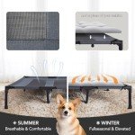 PETNOVO Elevated Dog Bed, Orignal Cooling Washable Dog Cot Bed XL, Portable Raised Dog Bed with Mesh for Outdoor and Indoor 49"x37"x9" Grey