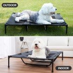 PETNOVO Elevated Dog Bed, Orignal Cooling Washable Dog Cot Bed XL, Portable Raised Dog Bed with Mesh for Outdoor and Indoor 49"x37"x9" Grey