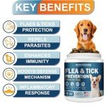 WONTECHMI Flea and Tick Prevention for Dogs Chewables, 180 Chews Natural Flea and Tick Chews Supplement for Dogs, Oral Dog Flea and Tick Treatment for All Breeds and Ages (180 Chews, Chicken)