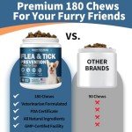 WONTECHMI Flea and Tick Prevention for Dogs Chewables, 180 Chews Natural Flea and Tick Chews Supplement for Dogs, Oral Dog Flea and Tick Treatment for All Breeds and Ages (180 Chews, Chicken)