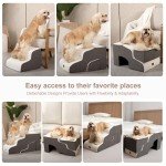 Garnpet Dog Stairs for High Beds with Tunnel, 5-Step Dog Steps for Small Dogs and Cats, Foldable Pet Stairs for High Bed Climbing, Non-Slip Balanced Pet Step Indoor, Beige