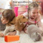 2 Pieces Pet Dog Cat Hair Remover, Block Roller Cleaner, Hollow Silicone Cleaner Brush for Sofa, Car Interiors, Furnishings, Carpets, Bedding or Any Fabric (Orange, Blue)