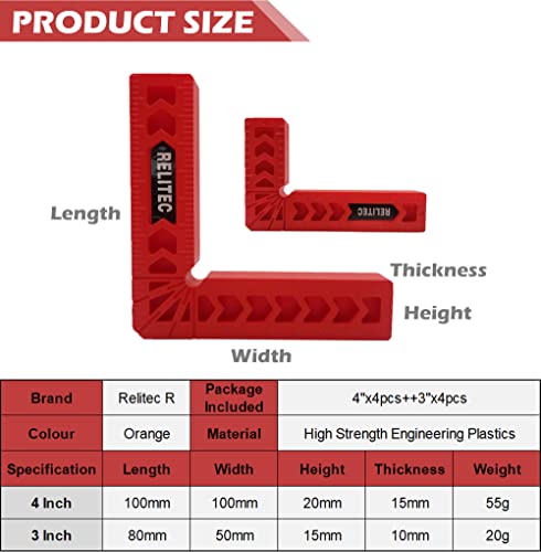 Relitec 90 Degree Positioning Squares - Set of 8