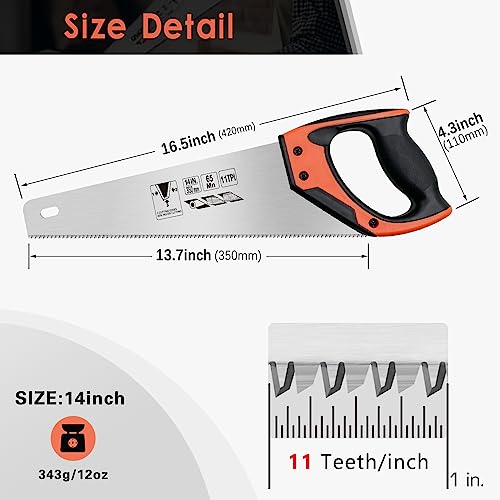 14" Universal Wood Handsaw with Ergonomic Handle