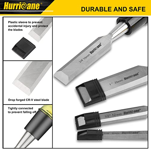 Durable 4 Piece Wood Chisel Set with High Impact Handle