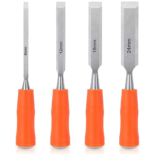 Woodworking Chisel Set with Hammer End and Ergonomic Handle