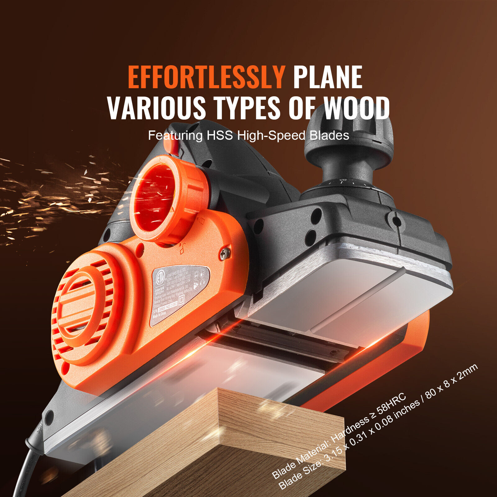 VEVOR Electric Hand Planer 3-1/4" for Woodworking