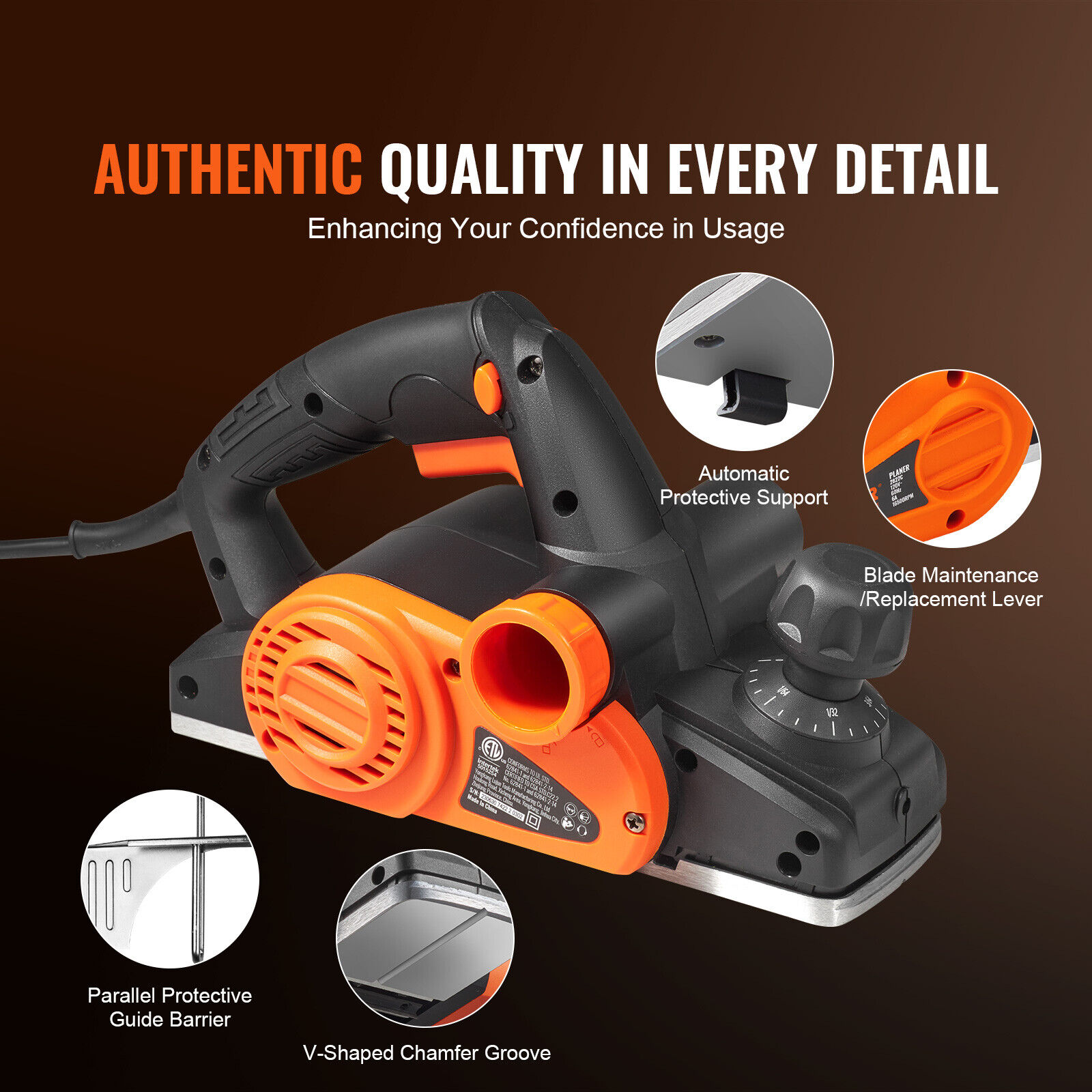VEVOR Electric Hand Planer 3-1/4" for Woodworking