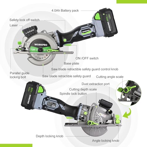WORKPRO 20V Compact Circular Saw, 4-1/2" Wireless