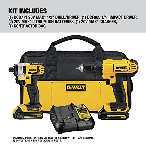 DEWALT 20V Cordless Drill and Impact Driver Set