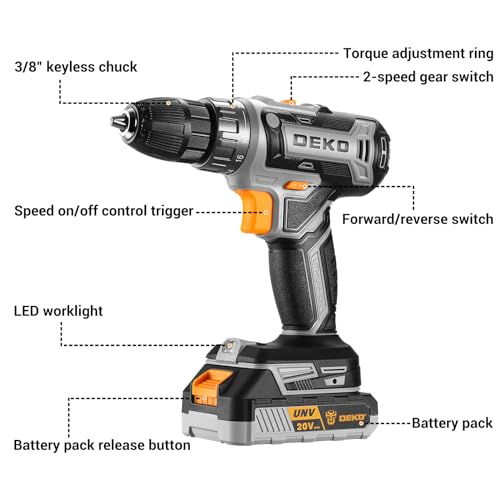 DEKO PRO 20V Cordless Drill Set