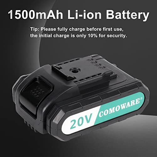 COMOWARE 20V Drill Set: Battery, Charger, 34 Drill Bits