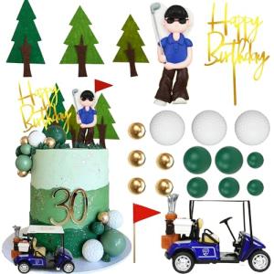 Golf Cake Toppers with Carts and Green Balls