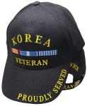 Korean War Veteran Embroidered Black Ball Cap