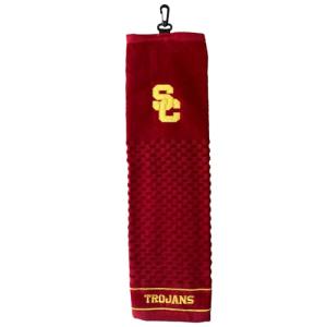 USC Trojans Embroidered Golf Towel with Scrubber Design