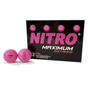 Nitro Maximum Distance Pink Golf Balls, 12-Pack